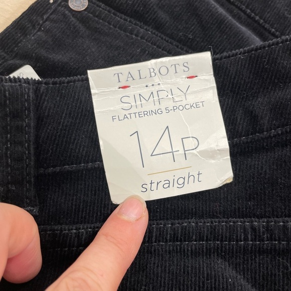 TALBOTS Black Simply Flattering 5-Pocket Corduroy Pants Size 14P NWT - Picture 5 of 7